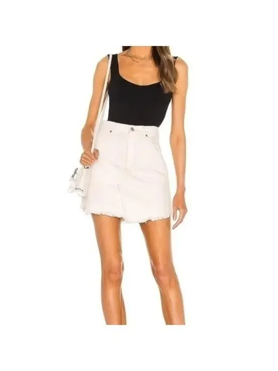 Free People Brea Cutoff Skirt in Deco White NWT Size 25 - Picture 4 of 4